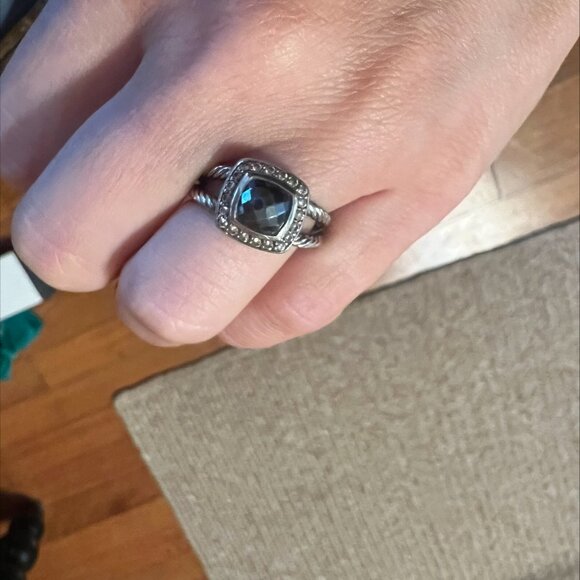 David Yurman Petite Albion Aquamarine Sterling Silver Ring, Birthstone for March - Picture 2 of 4